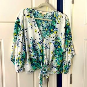 LOVESTITCH floral tie-front blouse